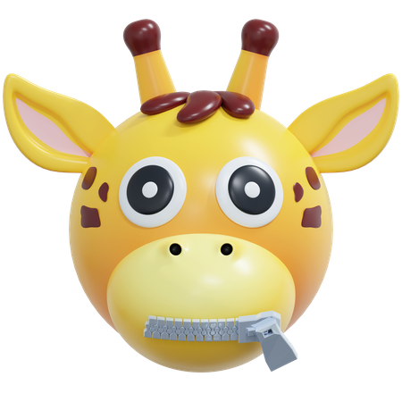 Zipped Mouth Giraffe Emoticon  3D Icon