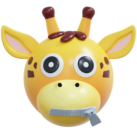 Zipped Mouth Giraffe Emoticon  3D Icon