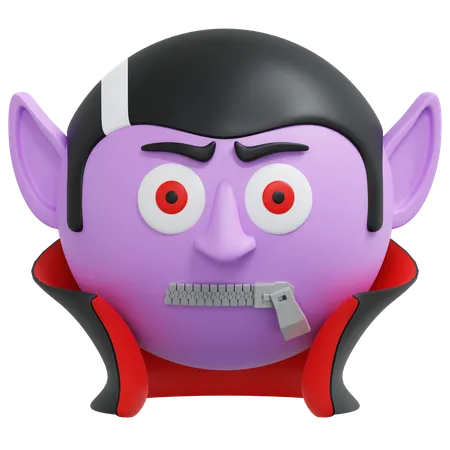 Zipped Mouth Vampire Emoticon 3 D Icon Illustration 3D Icon