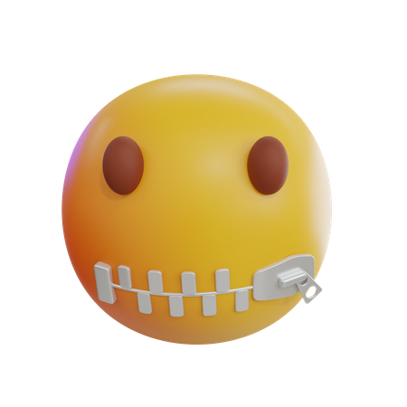 Zipper Mouth Emoji  3D Icon
