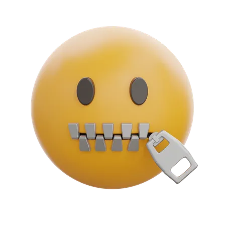 Zipper-Mouth Face  3D Icon