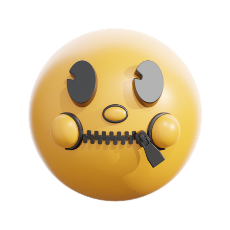 Zipper-mouth face  3D Icon
