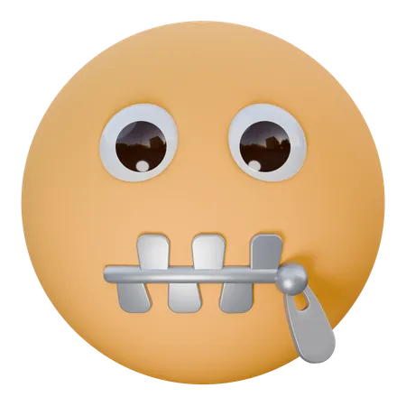 Zipper Mouth Face  3D Icon