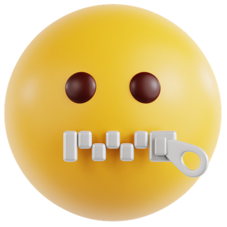 Zipper Mouth Face  3D Icon