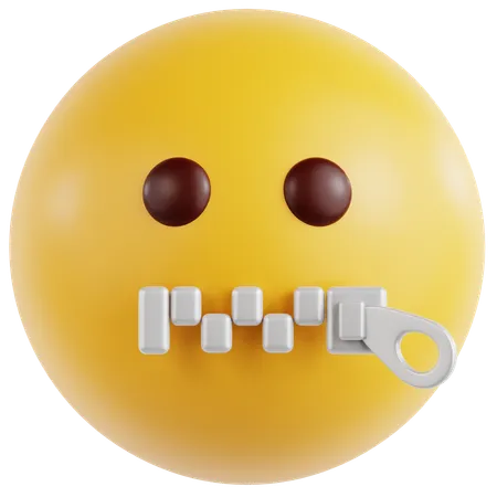 Zipper Mouth Face  3D Icon