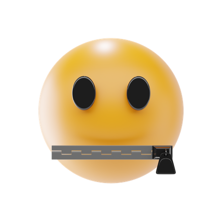 Zipper Mouth Face  3D Icon