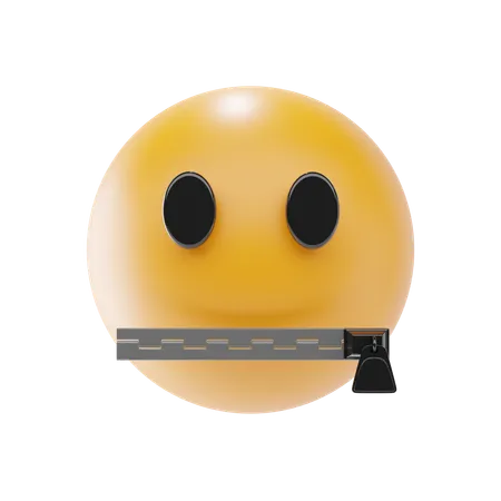 Zipper Mouth Face  3D Icon