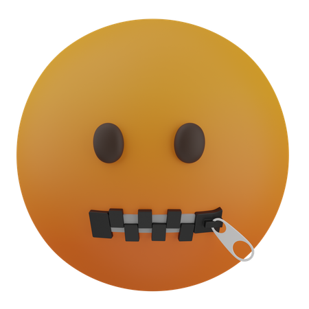 Zipper Mouth Face  3D Icon