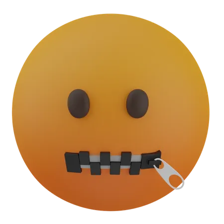 Zipper Mouth Face  3D Icon