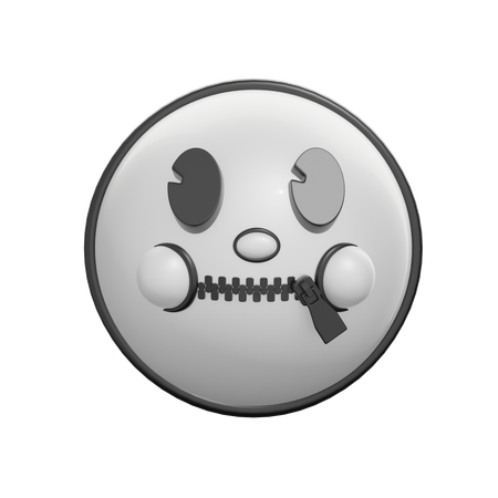 Zipper Mouth Face  3D Icon