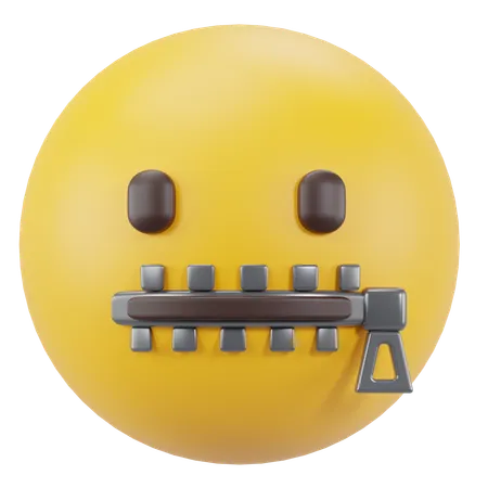 Zipper-Mouth Face  3D Icon