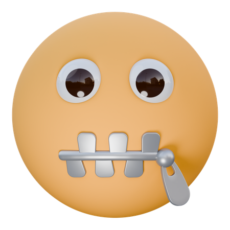 Zipper Mouth Face  3D Icon