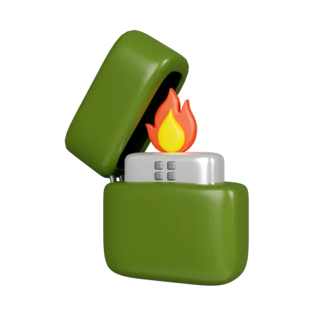 3 D Zippo Lighter Elements For Camping Hiking Summer Camp Traveling Trip Icon Isolated On White Background 3 D Rendering Illustration Clipping Path 3D Icon