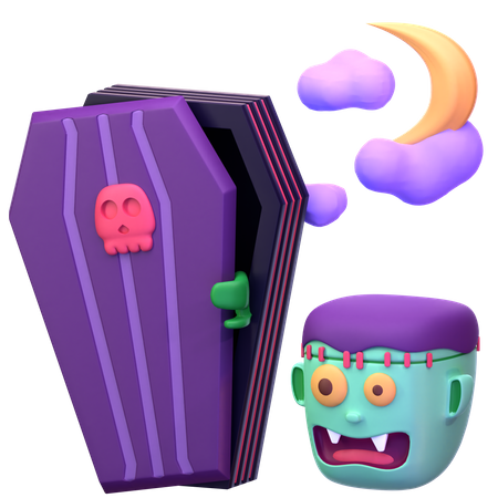 Zombie avec cercueil  3D Icon