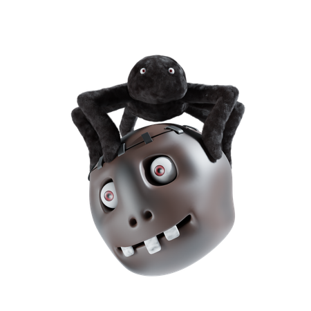 Zombie face and spider  3D Icon