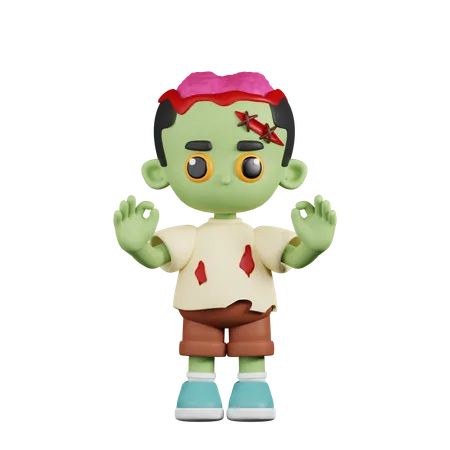 Zombie Giving Ok Hand Gesture  3D Illustration