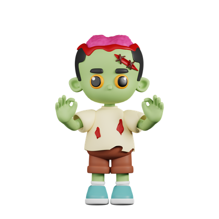 Zombie Giving Ok Hand Gesture  3D Illustration