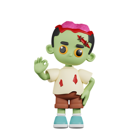 Zombie Giving Ok Sign  3D Illustration