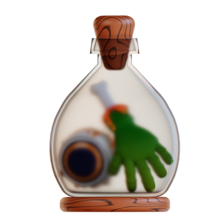 Zombie Hand And Eye In Bottle  3D Icon