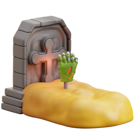 좀비 손과 무덤  3D Icon