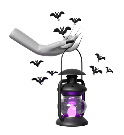 Zombie Hand Holding Lantern  3D Icon
