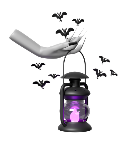 Zombie Hand Holding Lantern  3D Icon