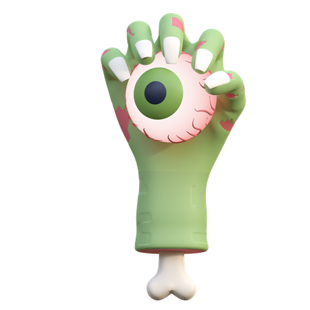 Zombie Hand Holding Scary Eye  3D Icon