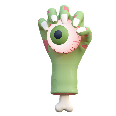 Zombie Hand Holding Scary Eye 3D Icon