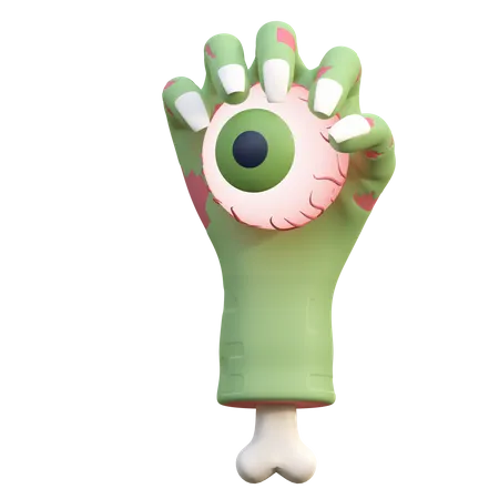 Zombie Hand Holding Scary Eye  3D Icon