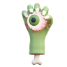 zombie hand holding scary eye 3d