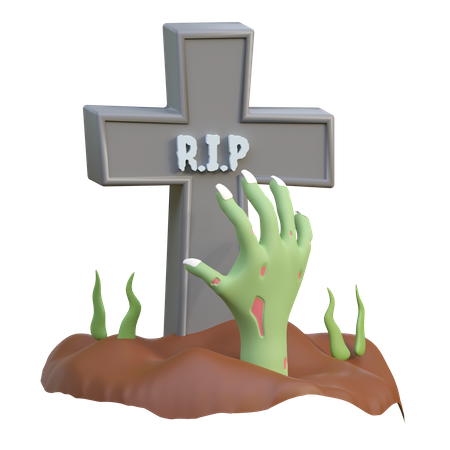 Zombie Hand Rising From Grave  3D Icon