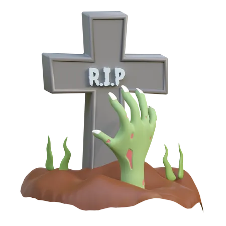 Zombie Hand Rising From Grave  3D Icon