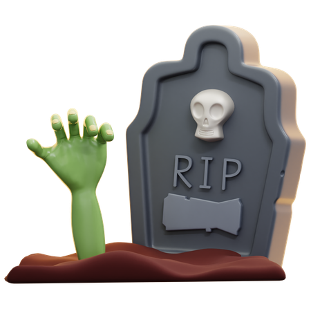 Zombie Hand Rising From Grave  3D Icon