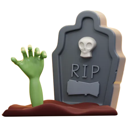 Zombie Hand Rising From Grave  3D Icon