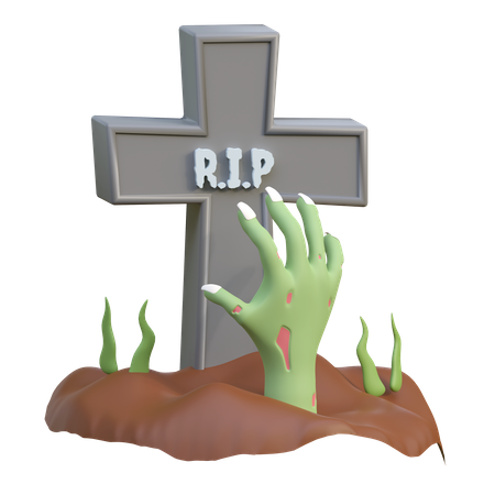 Zombie Hand Rising From Grave  3D Icon