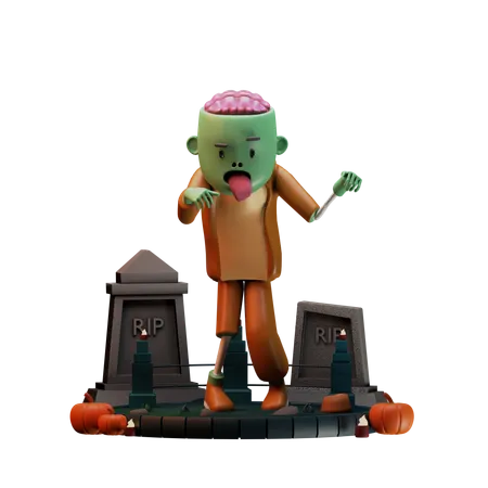 Zombie In Standing Pose  3D Illustration