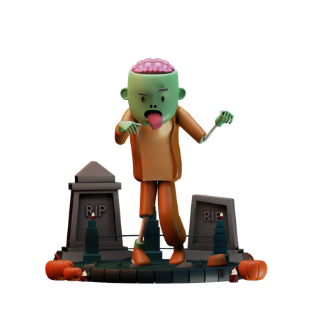 Zombie In Standing Pose  3D Illustration