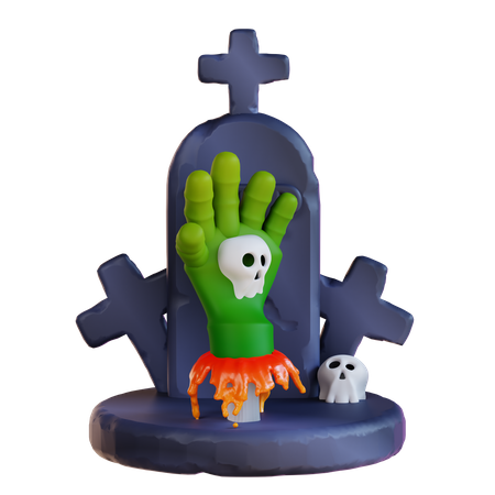 Mano zombie en la tumba  3D Icon