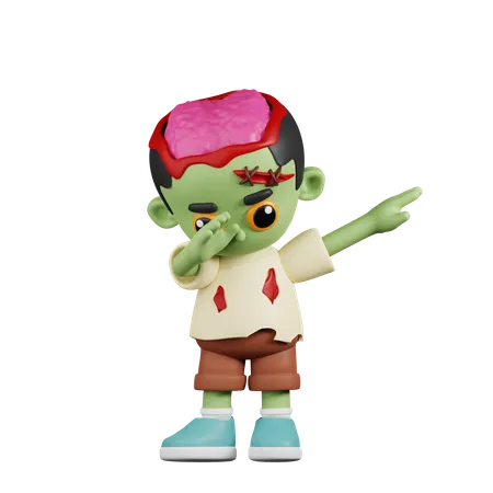Zombie Showing DAB  3D Illustration