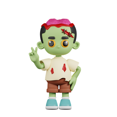 Zombie Showing Peace Sign  3D Illustration