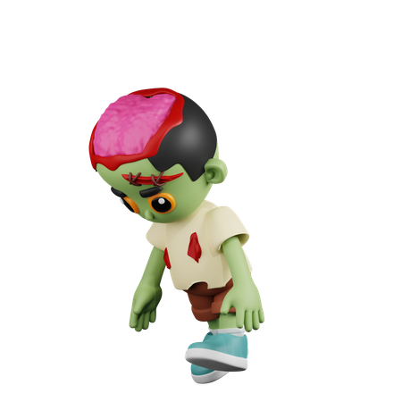 Zombie Tired Walk  3D Illustration