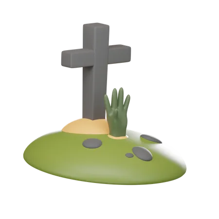 Zombie Tomb With Transparent Background 3D Icon
