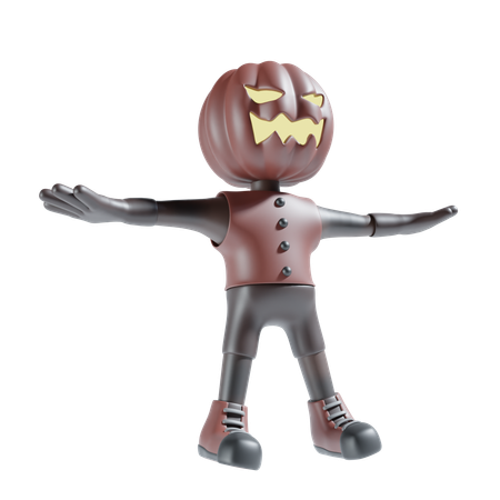 Zombie wearing pumpkin face  3D Icon