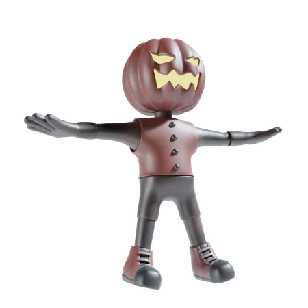 Zombie wearing pumpkin face  3D Icon