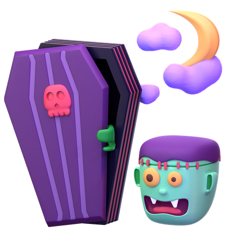 Zombie With Coffin  3D Icon