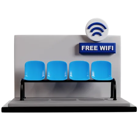 Zona de espera con wifi gratuito  3D Icon