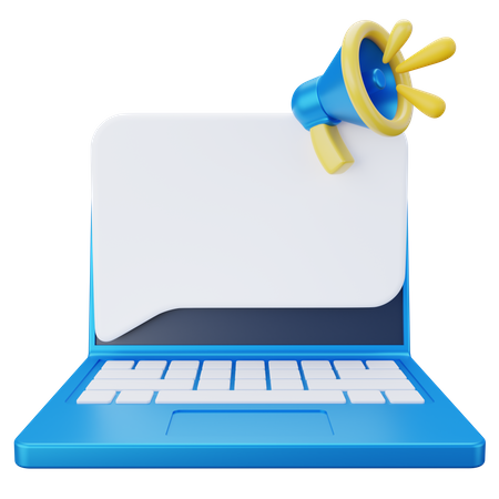 Zone de texte d'attention sur ordinateur portable  3D Icon