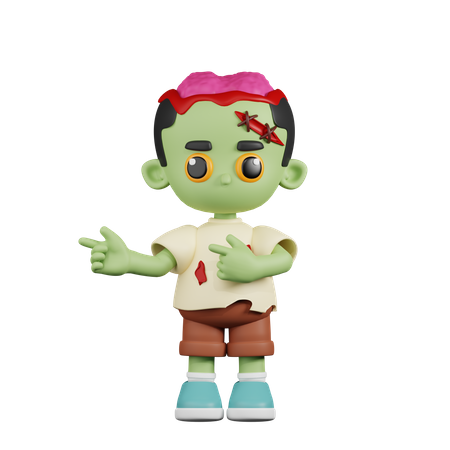 Zumbi apontando o dedo na direção  3D Illustration