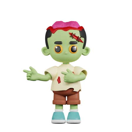 Zumbi apontando o dedo na direção  3D Illustration