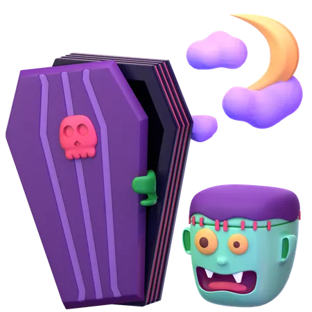 Zumbi com caixão  3D Icon